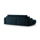 Luce 5-Sitzer modulares Ecksofa links mit Schlaffunktion, ausklappbar, aus Samt in Dunkelpetrol (Vogue 13), 271x174 cm von Ferrani Interiors – Bild 4