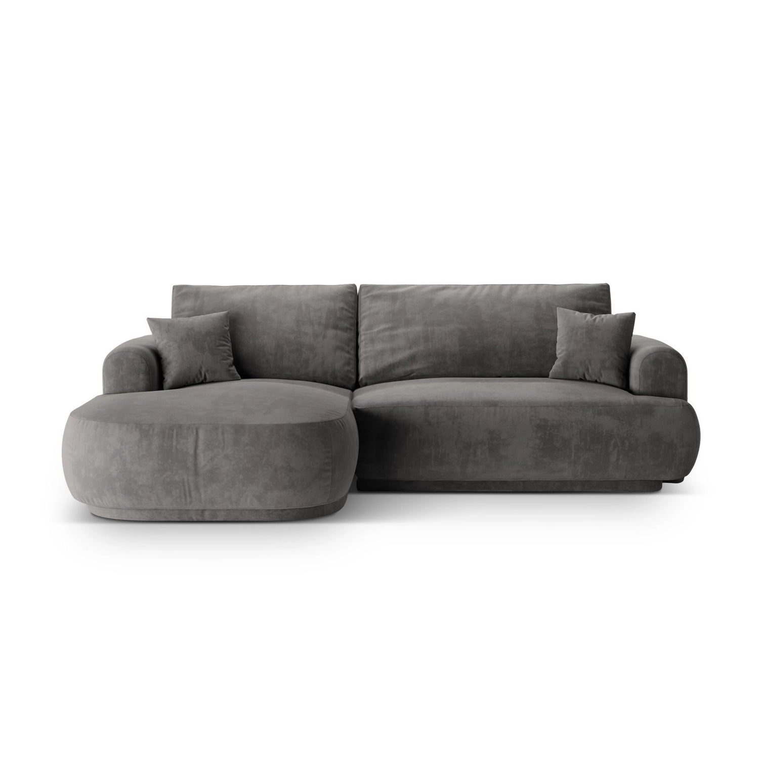 Luce 5-Sitzer modulares Ecksofa links mit Schlaffunktion, ausklappbar, aus Samt in Grau (Vogue 15), 271x174 cm von Ferrani Interiors – Bild 1