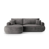 Luce 5-Sitzer modulares Ecksofa links mit Schlaffunktion, ausklappbar, aus Samt in Grau (Vogue 15), 271x174 cm von Ferrani Interiors – Bild 1