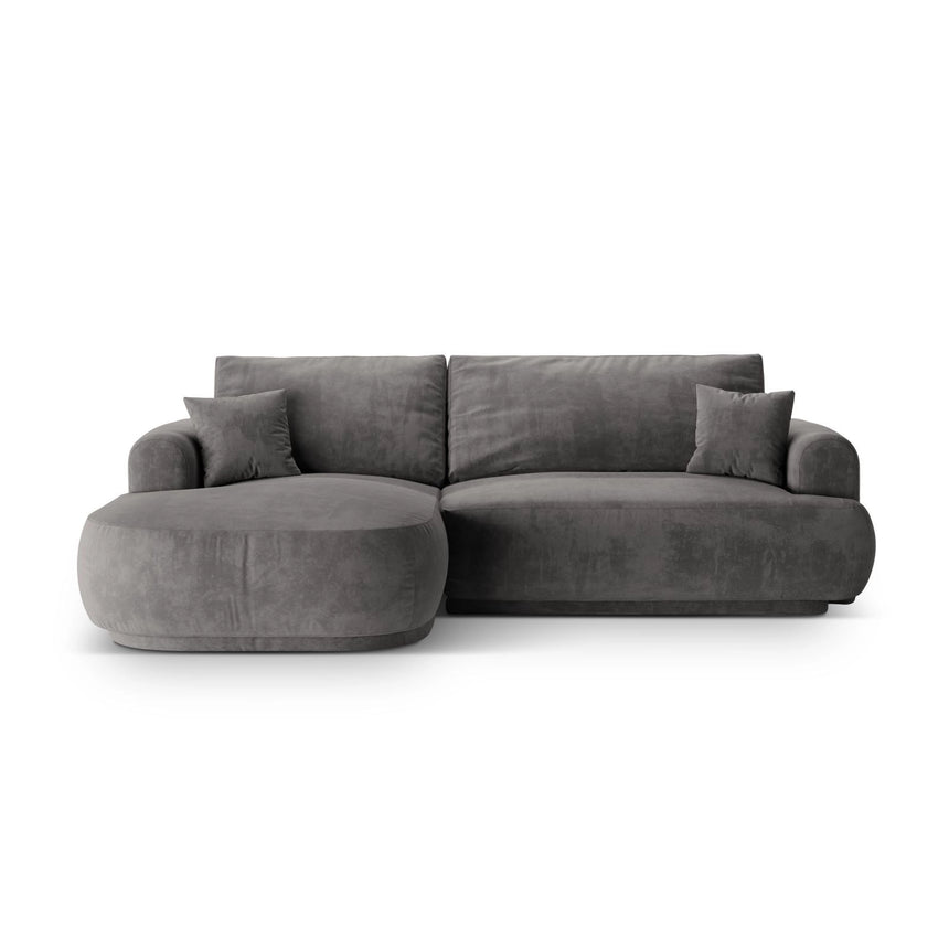 Luce 5-Sitzer modulares Ecksofa links mit Schlaffunktion, ausklappbar, aus Samt in Grau (Vogue 15), 271x174 cm von Ferrani Interiors – Bild 1
