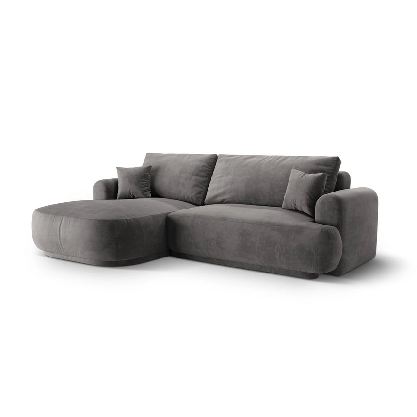 Luce 5-Sitzer modulares Ecksofa links mit Schlaffunktion, ausklappbar, aus Samt in Grau (Vogue 15), 271x174 cm von Ferrani Interiors – Bild 3