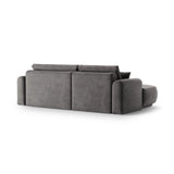 Luce 5-Sitzer modulares Ecksofa links mit Schlaffunktion, ausklappbar, aus Samt in Grau (Vogue 15), 271x174 cm von Ferrani Interiors – Bild 4