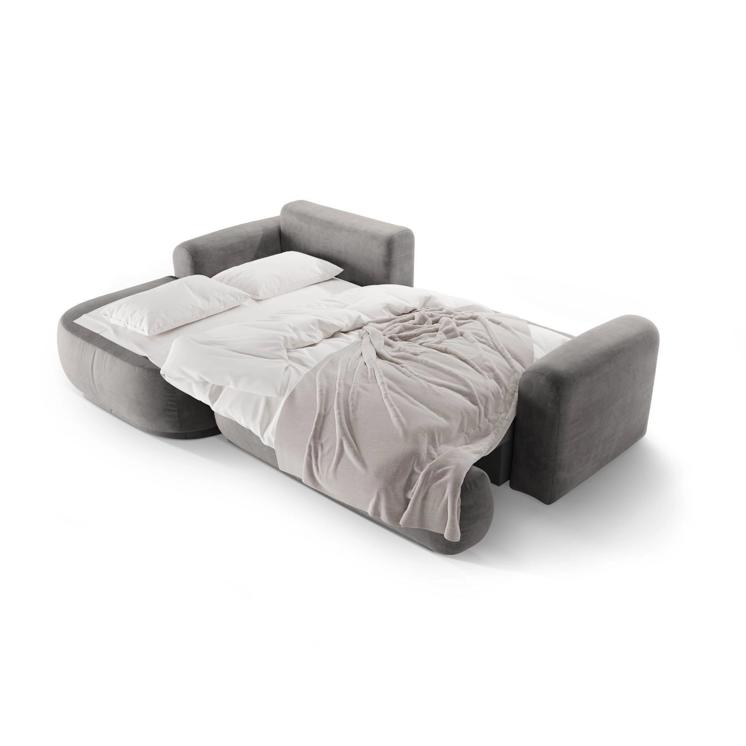 Luce 5-Sitzer modulares Ecksofa links mit Schlaffunktion, ausklappbar, aus Samt in Grau (Vogue 15), 271x174 cm von Ferrani Interiors – Bild 6