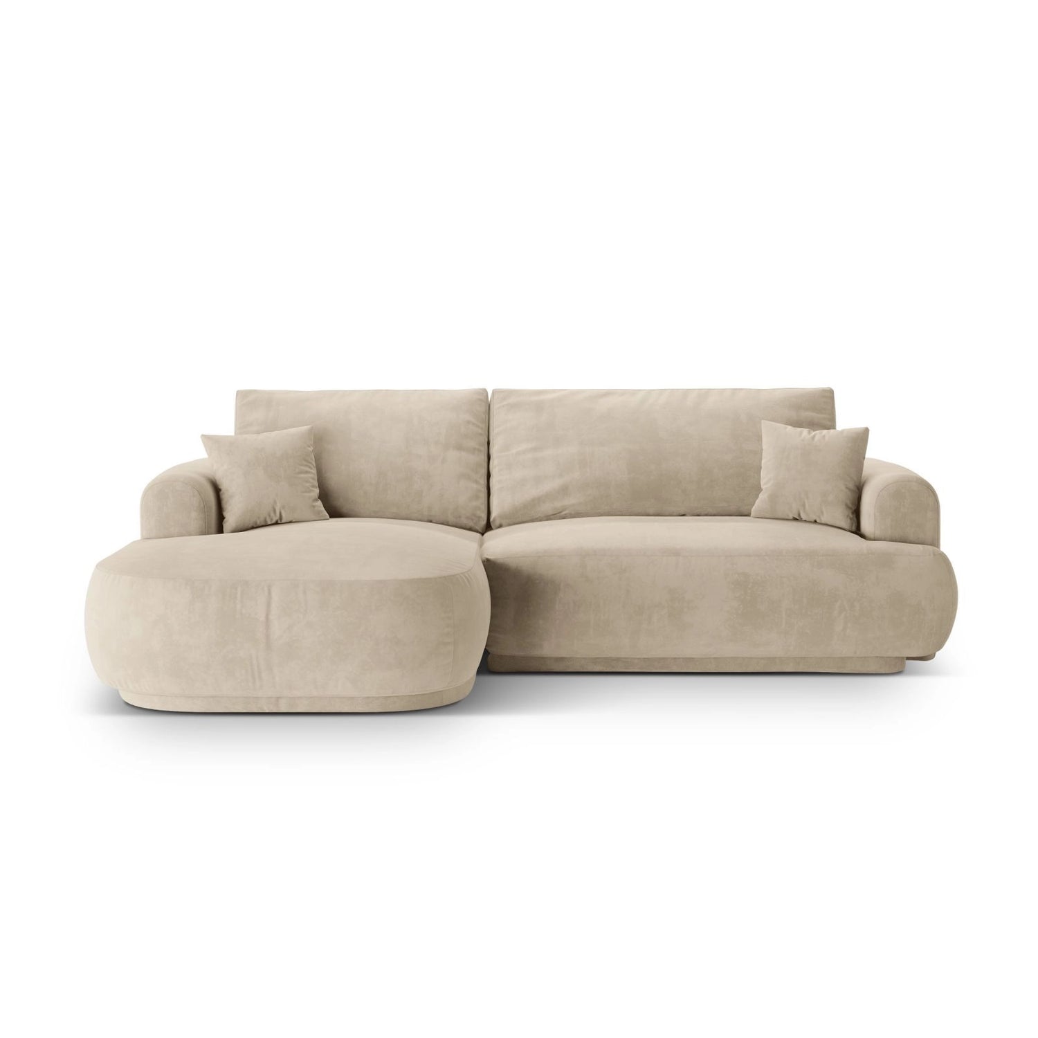 Luce 5-Sitzer modulares Ecksofa links mit Schlaffunktion, ausklappbar, aus Samt in Hellbeige (Vogue 1), 271x174 cm von Ferrani Interiors – Bild 1