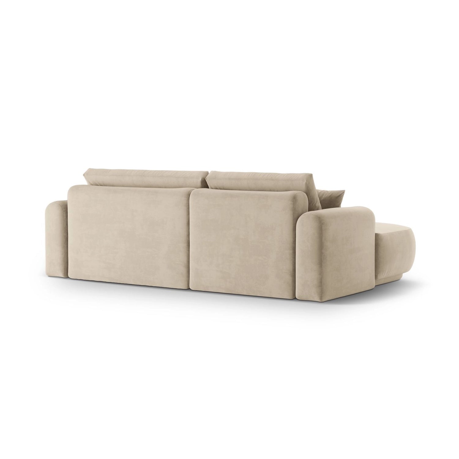 Luce 5-Sitzer modulares Ecksofa links mit Schlaffunktion, ausklappbar, aus Samt in Hellbeige (Vogue 1), 271x174 cm von Ferrani Interiors – Bild 4