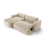 Luce 5-Sitzer modulares Ecksofa links mit Schlaffunktion, ausklappbar, aus Samt in Hellbeige (Vogue 1), 271x174 cm von Ferrani Interiors – Bild 5