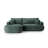 Luce 5-Sitzer modulares Ecksofa links mit Schlaffunktion, ausklappbar, aus Samt in Petrol (Vogue 12), 271x174 cm von Ferrani Interiors – Bild 1