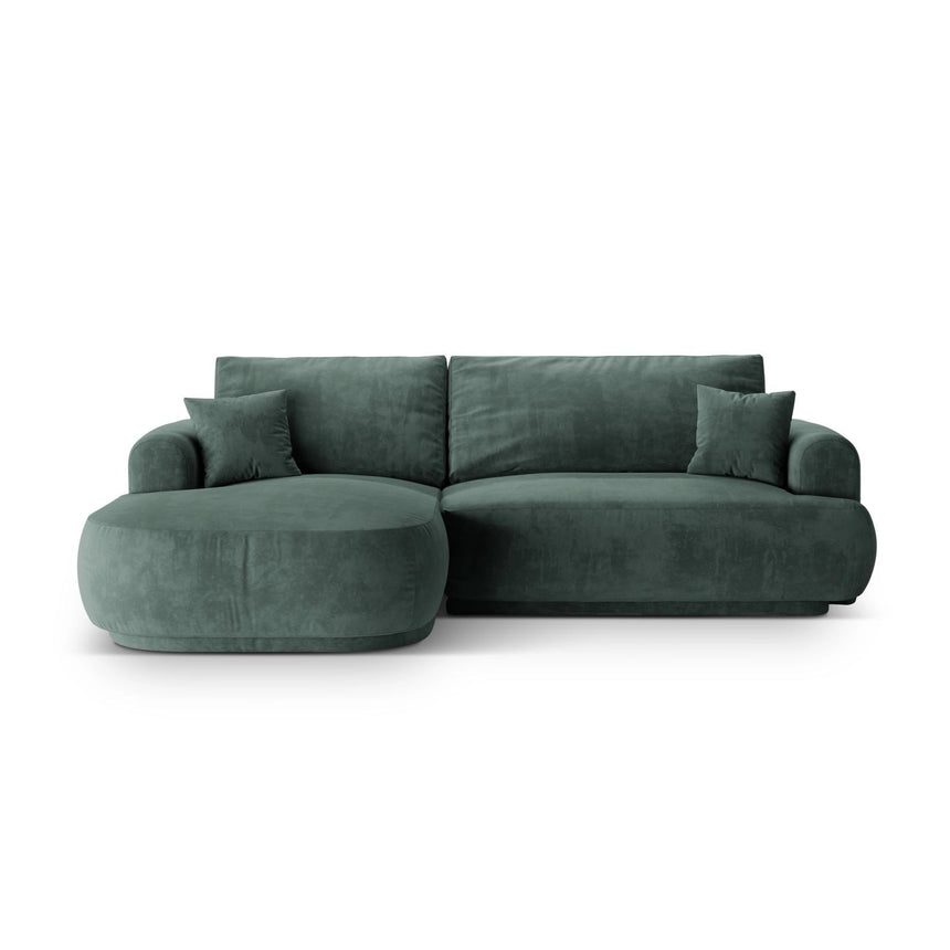 Luce 5-Sitzer modulares Ecksofa links mit Schlaffunktion, ausklappbar, aus Samt in Petrol (Vogue 12), 271x174 cm von Ferrani Interiors – Bild 1