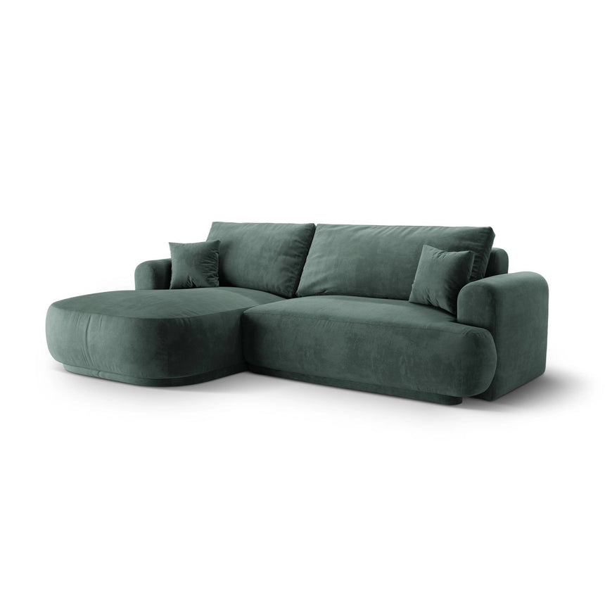Luce 5-Sitzer modulares Ecksofa links mit Schlaffunktion, ausklappbar, aus Samt in Petrol (Vogue 12), 271x174 cm von Ferrani Interiors – Bild 3