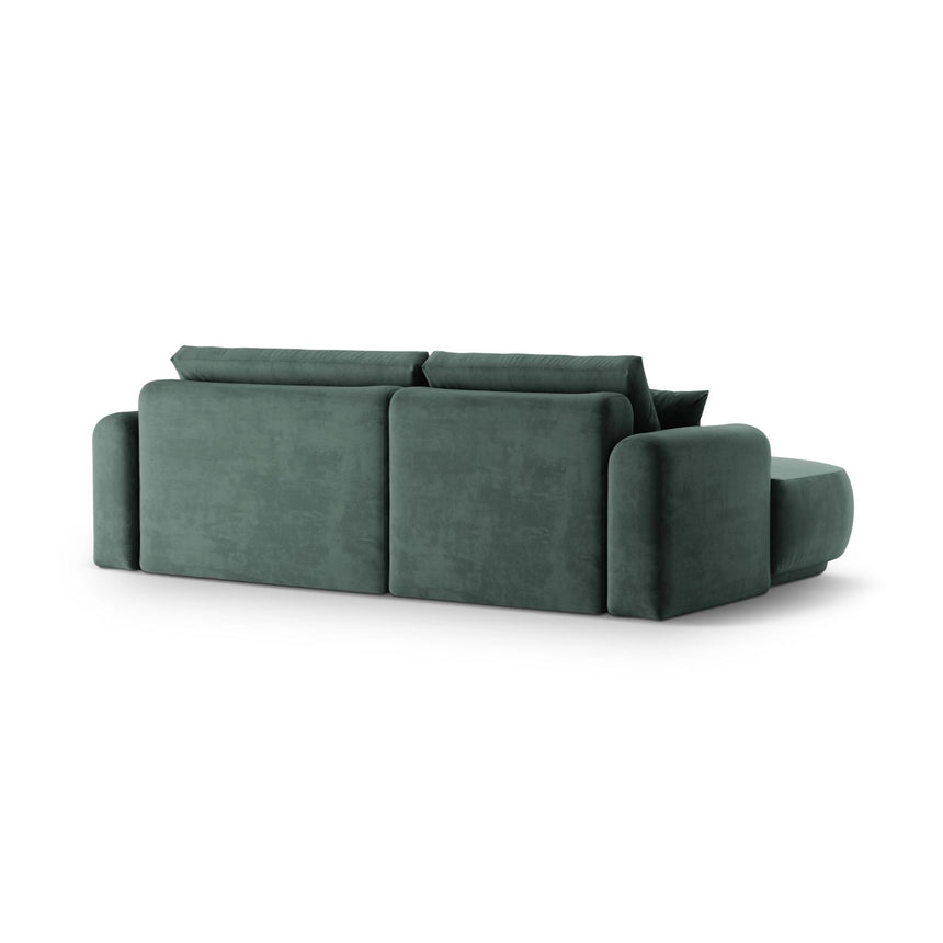 Luce 5-Sitzer modulares Ecksofa links mit Schlaffunktion, ausklappbar, aus Samt in Petrol (Vogue 12), 271x174 cm von Ferrani Interiors – Bild 4