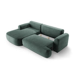 Luce 5-Sitzer modulares Ecksofa links mit Schlaffunktion, ausklappbar, aus Samt in Petrol (Vogue 12), 271x174 cm von Ferrani Interiors – Bild 5