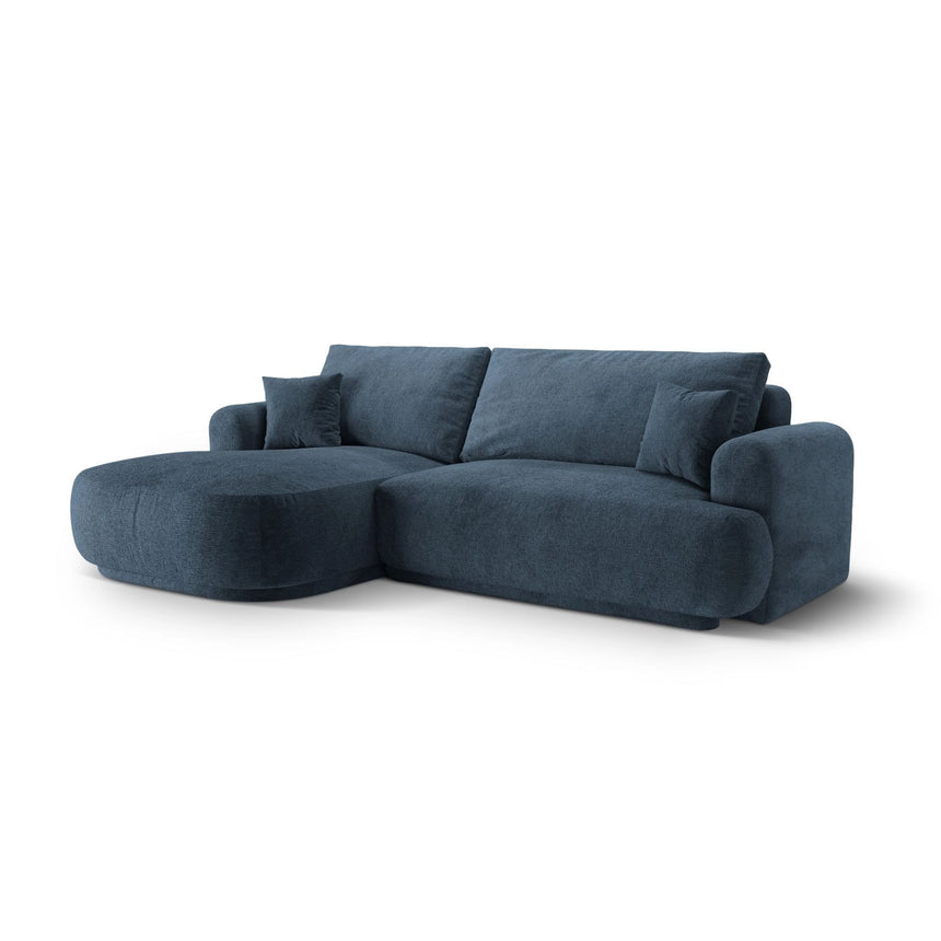 Luce 5-Sitzer modulares Ecksofa links mit Schlaffunktion, ausklappbar, aus Strukturstoff in Dunkelblau (Sorella 77), 271x174 cm von Ferrani Interiors – Bild 3