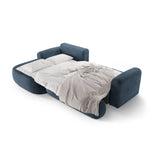 Luce 5-Sitzer modulares Ecksofa links mit Schlaffunktion, ausklappbar, aus Strukturstoff in Dunkelblau (Sorella 77), 271x174 cm von Ferrani Interiors – Bild 6