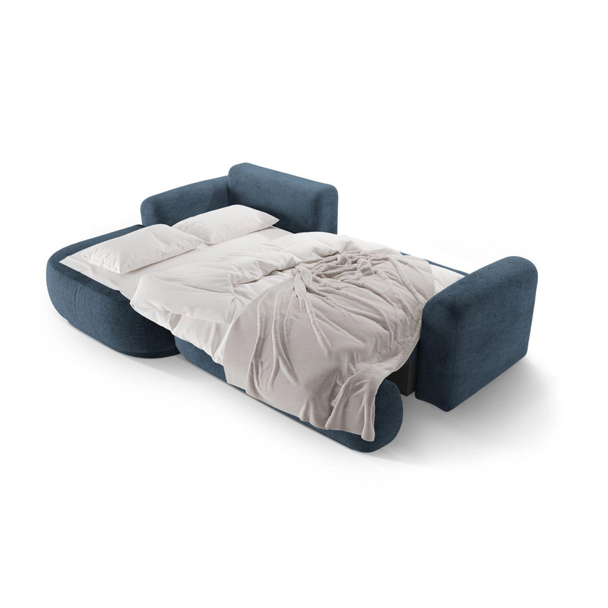 Luce 5-Sitzer modulares Ecksofa links mit Schlaffunktion, ausklappbar, aus Strukturstoff in Dunkelblau (Sorella 77), 271x174 cm von Ferrani Interiors – Bild 6