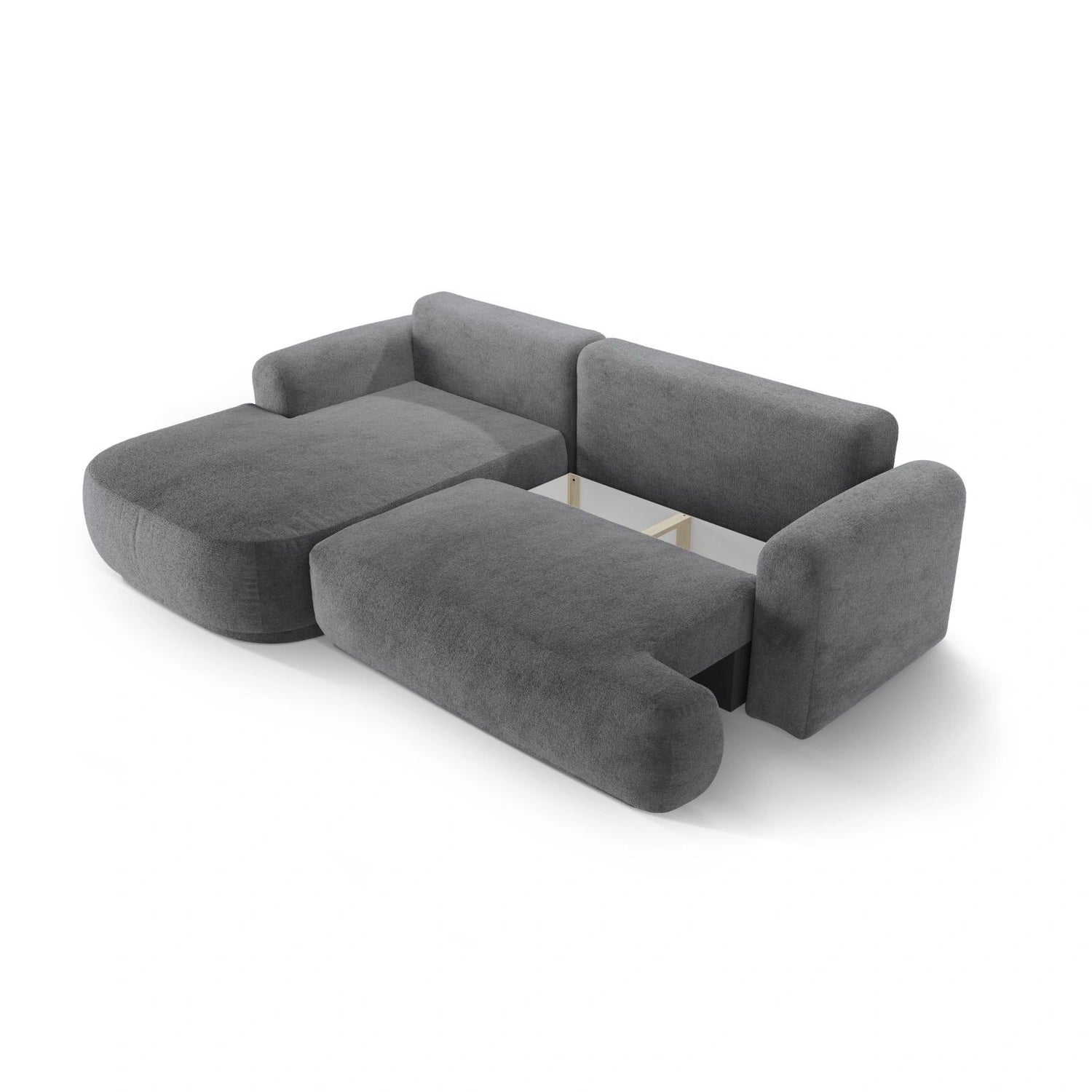 Luce 5-Sitzer modulares Ecksofa links mit Schlaffunktion, ausklappbar, aus Strukturstoff in Grau (Sorella 89), 271x174 cm von Ferrani Interiors – Bild 5