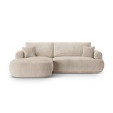 Luce 5-Sitzer modulares Ecksofa links mit Schlaffunktion, ausklappbar, aus Strukturstoff in Sand (Sorella 05), 271x174 cm von Ferrani Interiors – Bild 1