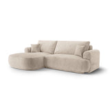 Luce 5-Sitzer modulares Ecksofa links mit Schlaffunktion, ausklappbar, aus Strukturstoff in Sand (Sorella 05), 271x174 cm von Ferrani Interiors – Bild 3