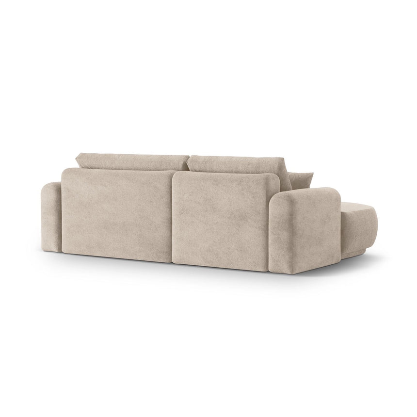 Luce 5-Sitzer modulares Ecksofa links mit Schlaffunktion, ausklappbar, aus Strukturstoff in Sand (Sorella 05), 271x174 cm von Ferrani Interiors – Bild 4