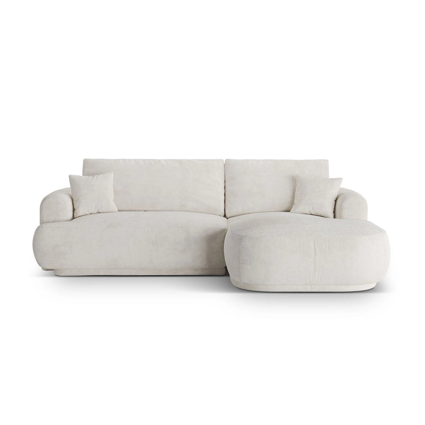 Luce 5-Sitzer modulares Ecksofa rechts mit Schlaffunktion, ausklappbar, aus Samt, Boucle oder Strukturstoff, 271x174 cm von Ferrani Interiors – Bild 1