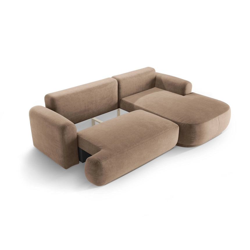 Luce 5-Sitzer modulares Ecksofa rechts mit Schlaffunktion, ausklappbar, aus Samt in Dunkelbeige (Vogue 3), 271x174 cm von Ferrani Interiors – Bild 5