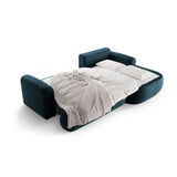 Luce 5-Sitzer modulares Ecksofa rechts mit Schlaffunktion, ausklappbar, aus Samt in Dunkelpetrol (Vogue 13), 271x174 cm von Ferrani Interiors – Bild 6