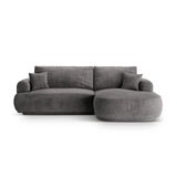 Luce 5-Sitzer modulares Ecksofa rechts mit Schlaffunktion, ausklappbar, aus Samt in Grau (Vogue 15), 271x174 cm von Ferrani Interiors – Bild 1