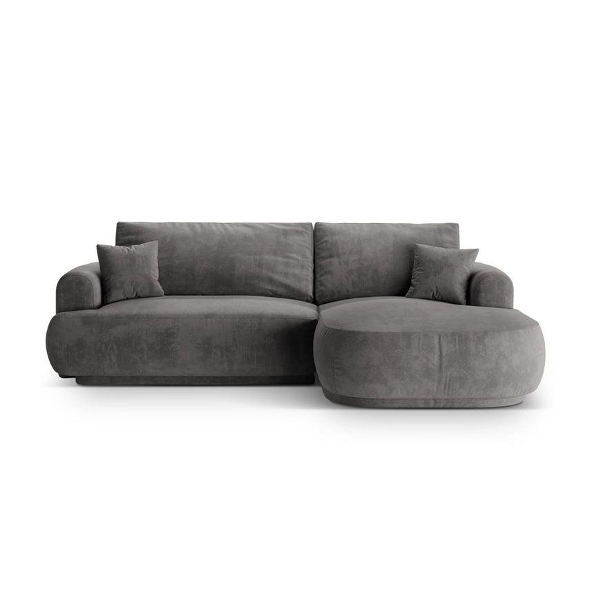 Luce 5-Sitzer modulares Ecksofa rechts mit Schlaffunktion, ausklappbar, aus Samt in Grau (Vogue 15), 271x174 cm von Ferrani Interiors – Bild 1