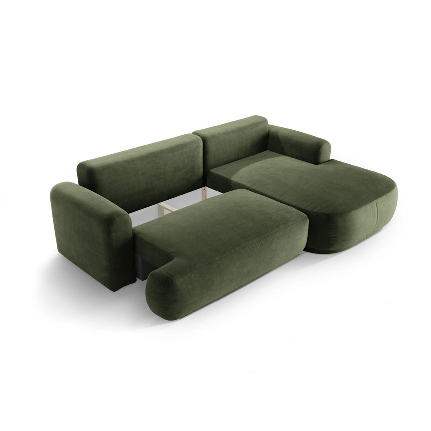 Luce 5-Sitzer modulares Ecksofa rechts mit Schlaffunktion, ausklappbar, aus Samt in Grün (Vogue 11), 271x174 cm von Ferrani Interiors – Bild 5