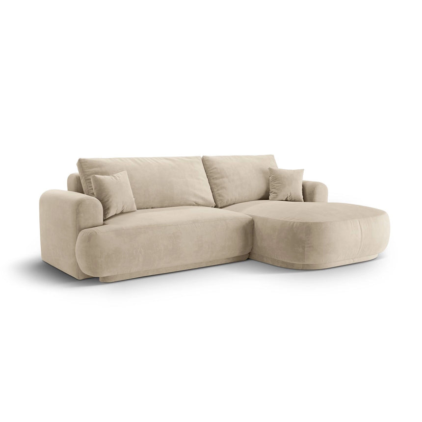 Luce 5-Sitzer modulares Ecksofa rechts mit Schlaffunktion, ausklappbar, aus Samt in Hellbeige (Vogue 1), 271x174 cm von Ferrani Interiors – Bild 3