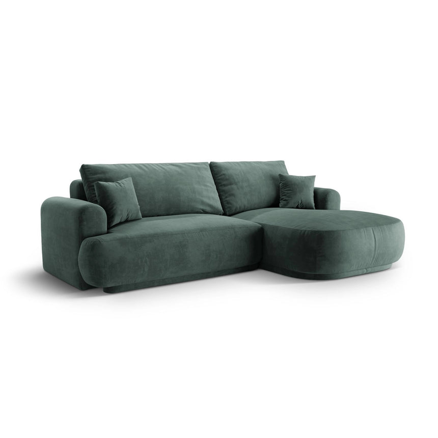 Luce 5-Sitzer modulares Ecksofa rechts mit Schlaffunktion, ausklappbar, aus Samt in Petrol (Vogue 12), 271x174 cm von Ferrani Interiors – Bild 3