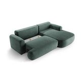 Luce 5-Sitzer modulares Ecksofa rechts mit Schlaffunktion, ausklappbar, aus Samt in Petrol (Vogue 12), 271x174 cm von Ferrani Interiors – Bild 5
