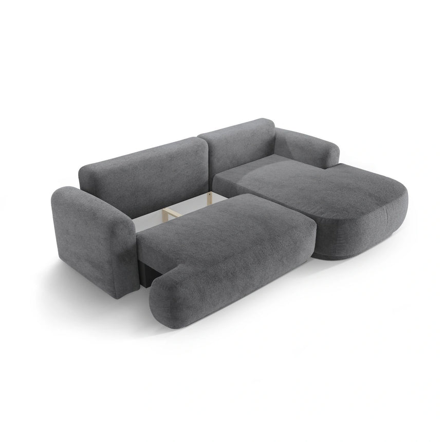 Luce 5-Sitzer modulares Ecksofa rechts mit Schlaffunktion, ausklappbar, aus Strukturstoff in Grau (Sorella 89), 271x174 cm von Ferrani Interiors – Bild 5