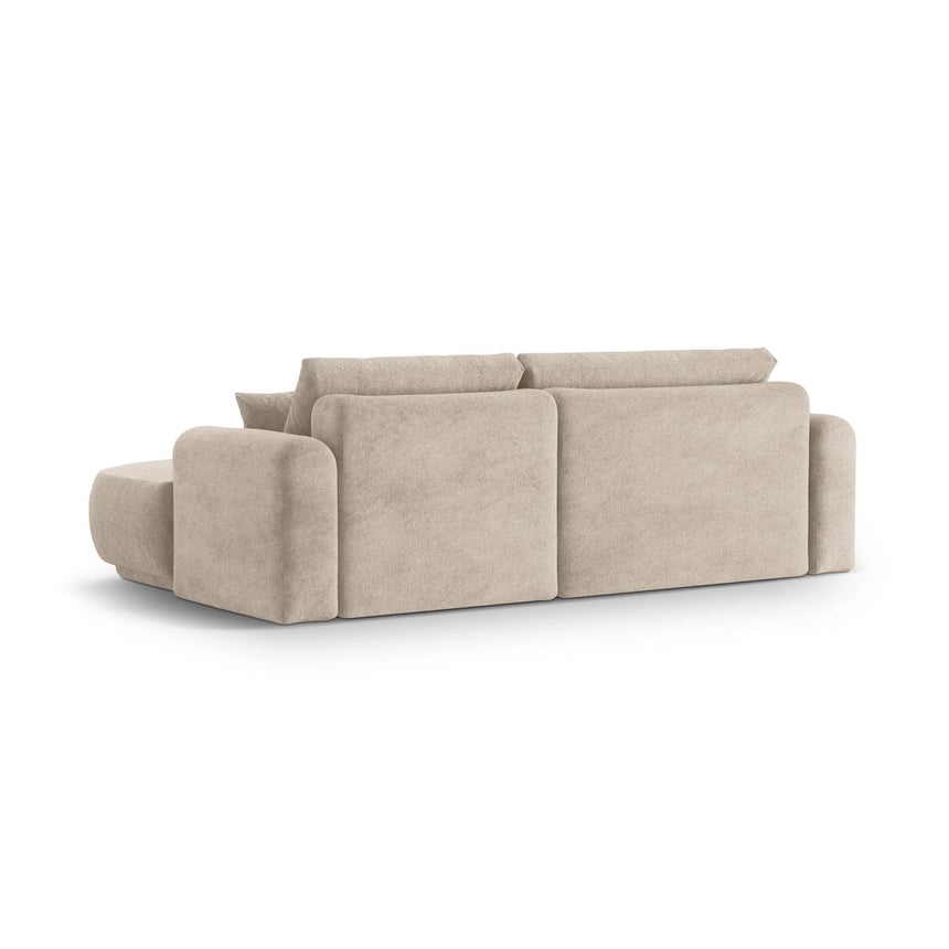 Luce 5-Sitzer modulares Ecksofa rechts mit Schlaffunktion, ausklappbar, aus Strukturstoff in Sand (Sorella 05), 271x174 cm von Ferrani Interiors – Bild 4