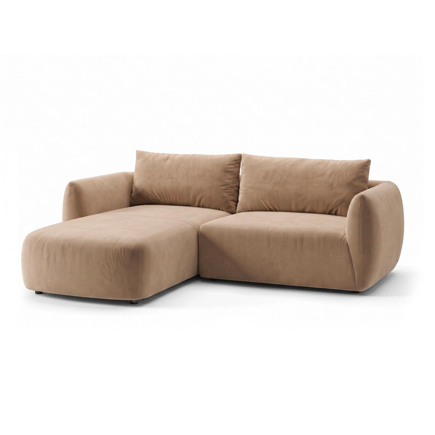 Moso 3-Sitzer Ecksofa links aus Samt in Beige (Bluvel 28), 208x155 cm von Ferrani Interiors – Bild 4