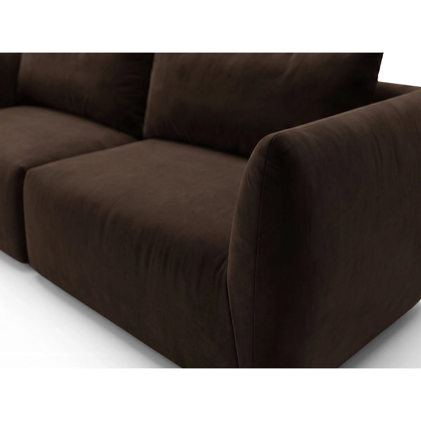 Moso 3-Sitzer Ecksofa links aus Samt in Dunkelbraun (Bluvel 48), 208x155 cm von Ferrani Interiors – Bild 7