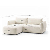 Moso 3-Sitzer Ecksofa rechts aus Samt in Beige (Bluvel 28), 208x155 cm von Ferrani Interiors – Bild 3