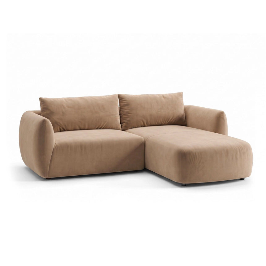 Moso 3-Sitzer Ecksofa rechts aus Samt in Beige (Bluvel 28), 208x155 cm von Ferrani Interiors – Bild 4