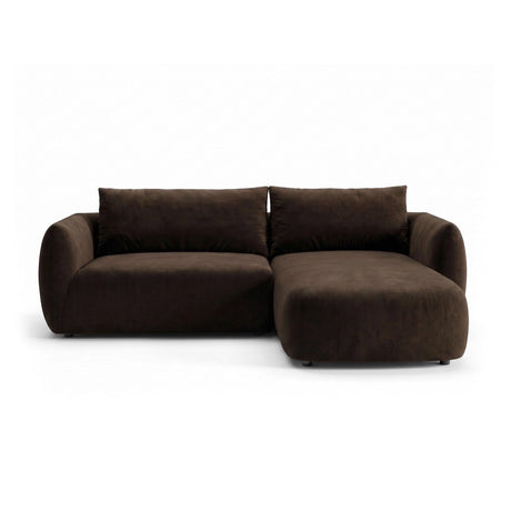 Moso 3-Sitzer Ecksofa rechts aus Samt in Dunkelbraun (Bluvel 48), 208x155 cm von Ferrani Interiors – Bild 1