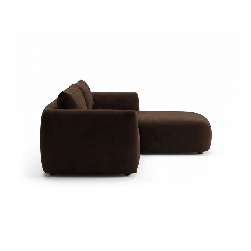 Moso 3-Sitzer Ecksofa rechts aus Samt in Dunkelbraun (Bluvel 48), 208x155 cm von Ferrani Interiors – Bild 5