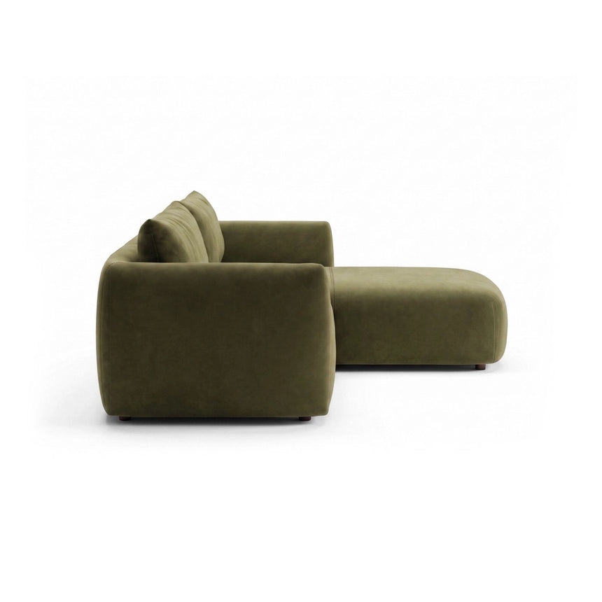 Moso 3-Sitzer Ecksofa rechts aus Samt in Grün (Bluvel 77), 208x155 cm von Ferrani Interiors – Bild 5