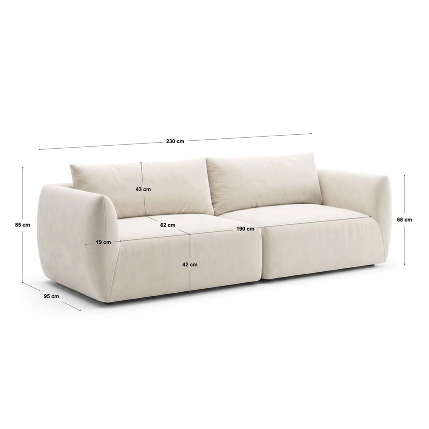 Moso 4-Sitzer Sofa aus Samt in Königsblau (Bluvel 86), 230x95 cm von Ferrani Interiors – Bild 3