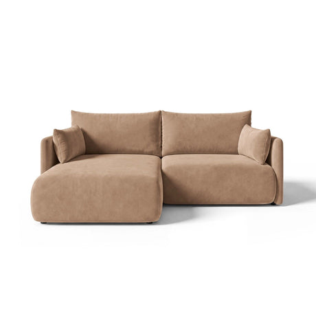 Orta 3-Sitzer Ecksofa links mit Schlaffunktion, ausklappbar, aus Samt in Beige (Bluvel 28), 215x151 cm von Ferrani Interiors – Bild 1