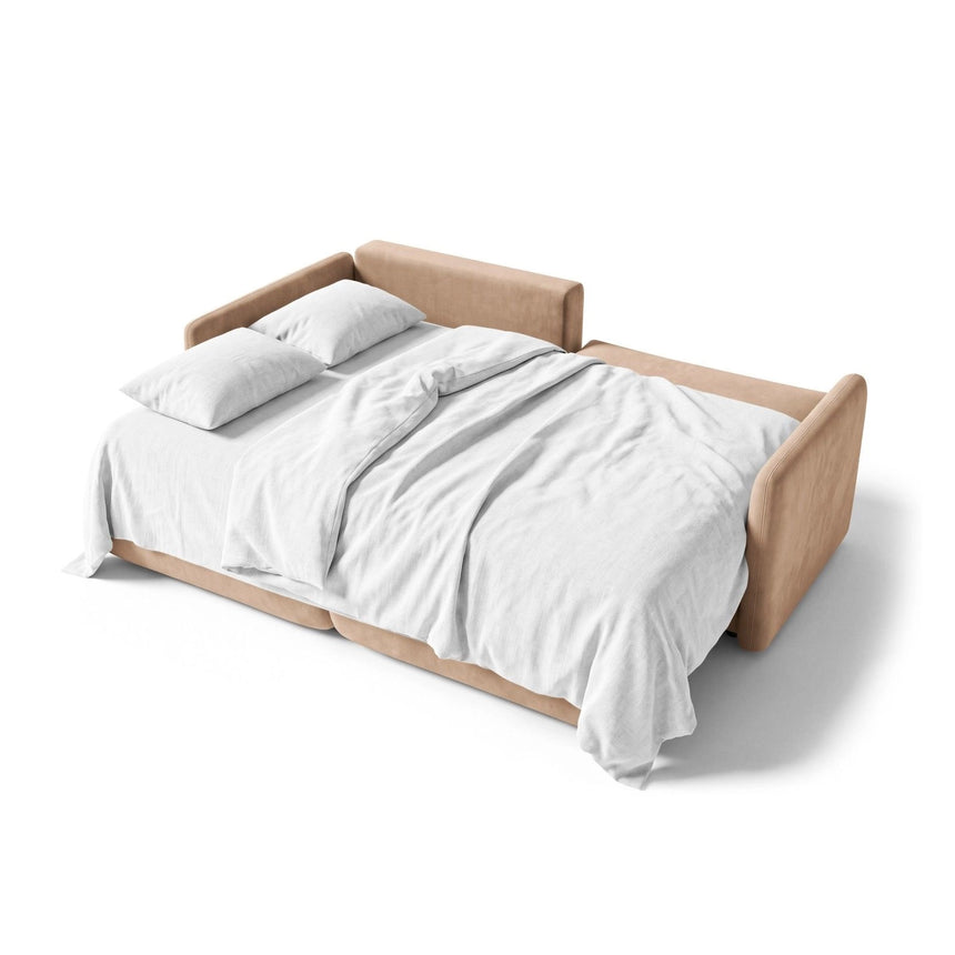 Orta 3-Sitzer Ecksofa links mit Schlaffunktion, ausklappbar, aus Samt in Beige (Bluvel 28), 215x151 cm von Ferrani Interiors – Bild 4