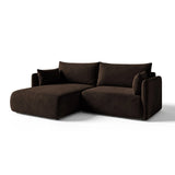 Orta 3-Sitzer Ecksofa links mit Schlaffunktion, ausklappbar, aus Samt in Dunkelbraun (Bluvel 48), 215x151 cm von Ferrani Interiors – Bild 3