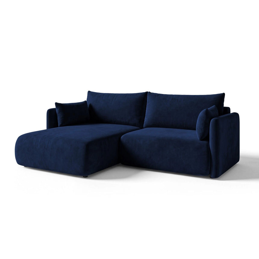 Orta 3-Sitzer Ecksofa links mit Schlaffunktion, ausklappbar, aus Samt in Königsblau (Bluvel 86), 215x151 cm von Ferrani Interiors – Bild 3