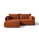 Orta 3-Sitzer Ecksofa links mit Schlaffunktion, ausklappbar, aus Samt in Terrakotta (Bluvel 4215), 215x151 cm von Ferrani Interiors – Bild 1