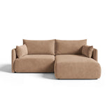 Orta 3-Sitzer Ecksofa rechts mit Schlaffunktion, ausklappbar, aus Samt in Beige (Bluvel 28), 215x151 cm von Ferrani Interiors – Bild 1