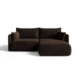 Orta 3-Sitzer Ecksofa rechts mit Schlaffunktion, ausklappbar, aus Samt in Dunkelbraun (Bluvel 48), 215x151 cm von Ferrani Interiors – Bild 1