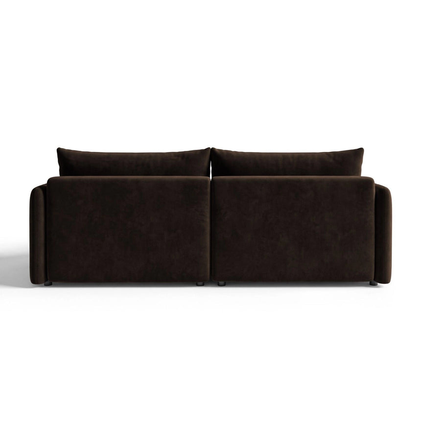 Orta 3-Sitzer Ecksofa rechts mit Schlaffunktion, ausklappbar, aus Samt in Dunkelbraun (Bluvel 48), 215x151 cm von Ferrani Interiors – Bild 5