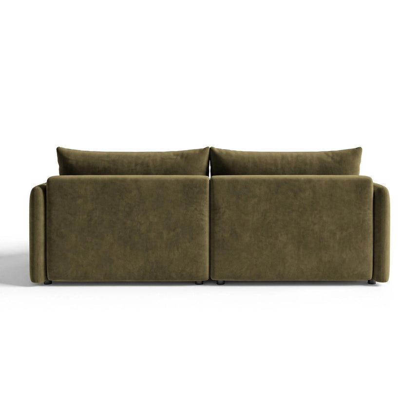 Orta 3-Sitzer Ecksofa rechts mit Schlaffunktion, ausklappbar, aus Samt in Grün (Bluvel 77), 215x151 cm von Ferrani Interiors – Bild 5